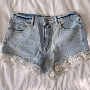 Free People lace trim midrise shorts (size 27)